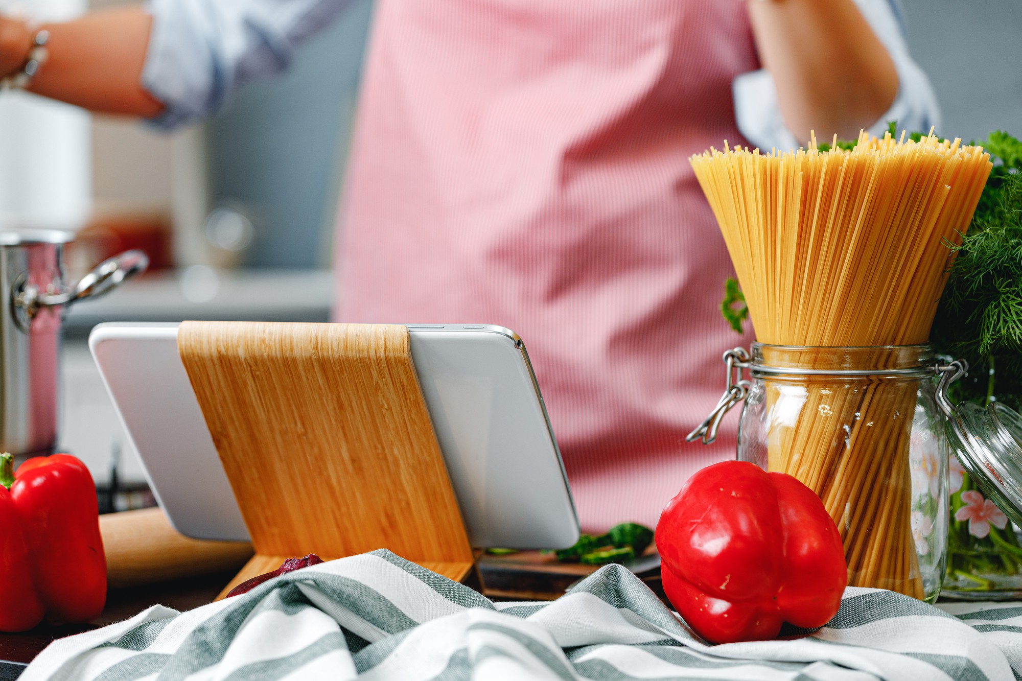 Studio kitchen with utensils and ingredients